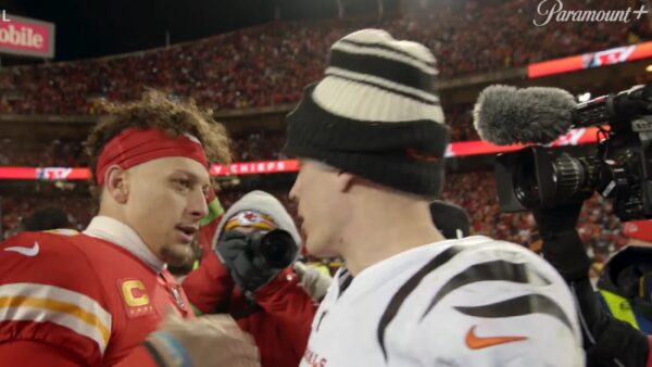 Joe Burrow and Patrick Mahomes talking