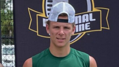 Marcus Stokes with a hat on backwards
