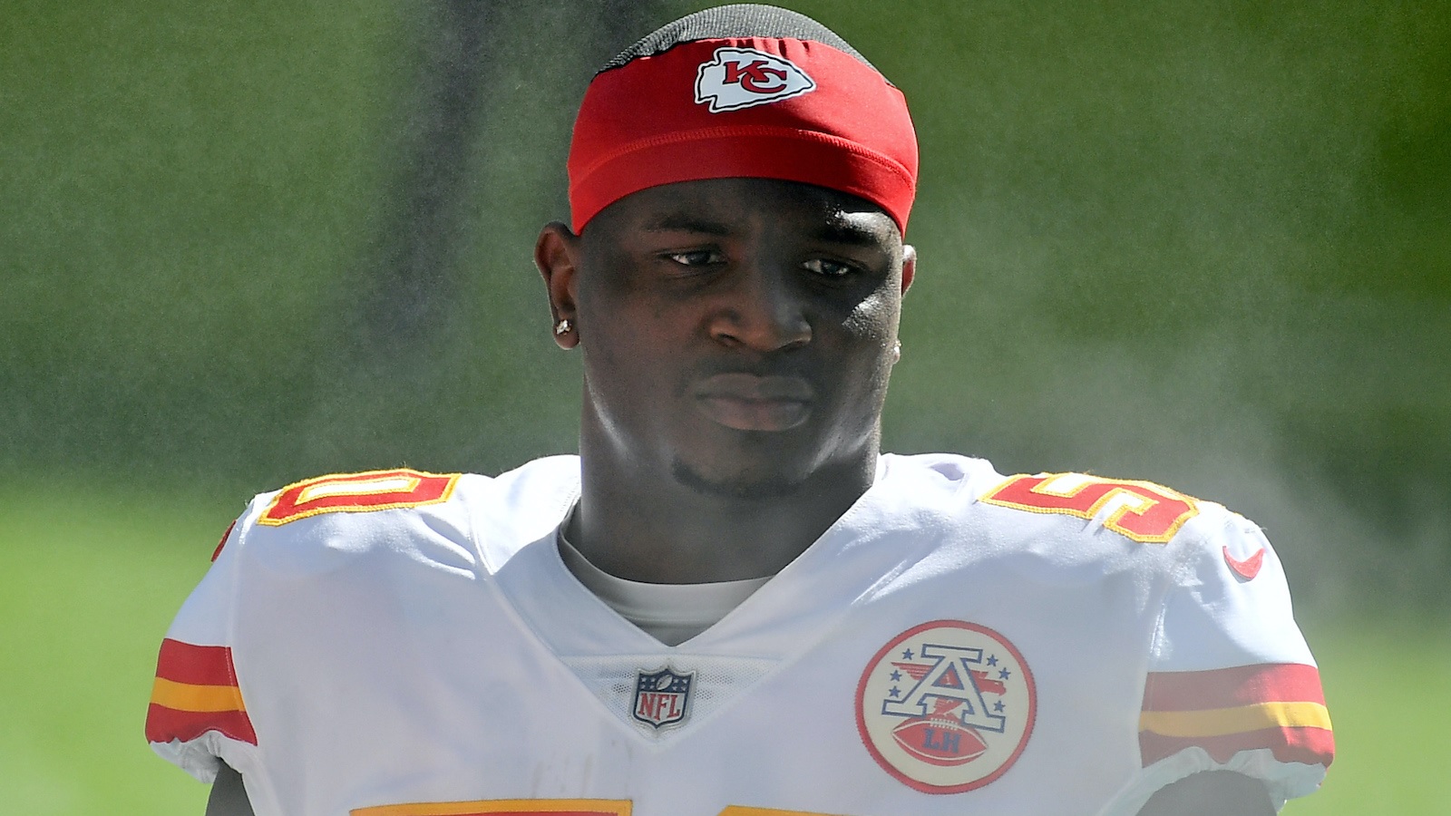 Kansas City Chiefs linebacker Willie Gay (50) looks on from the