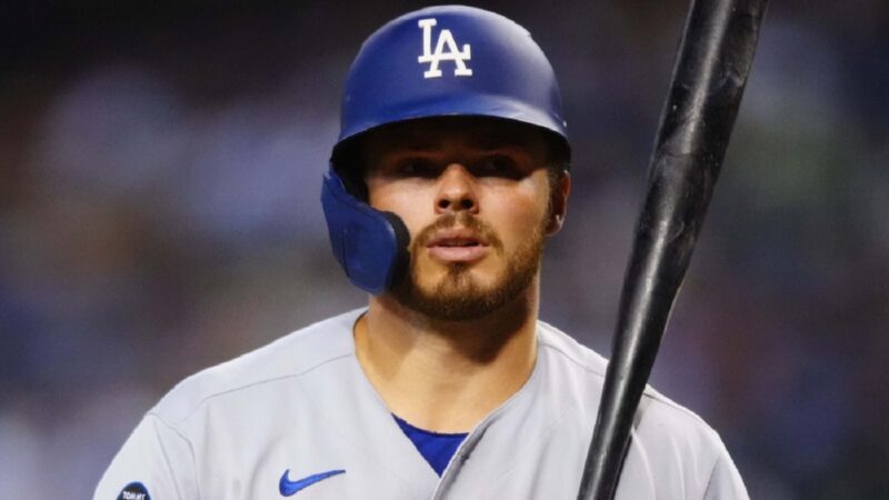 Gavin Lux in a batting helmet