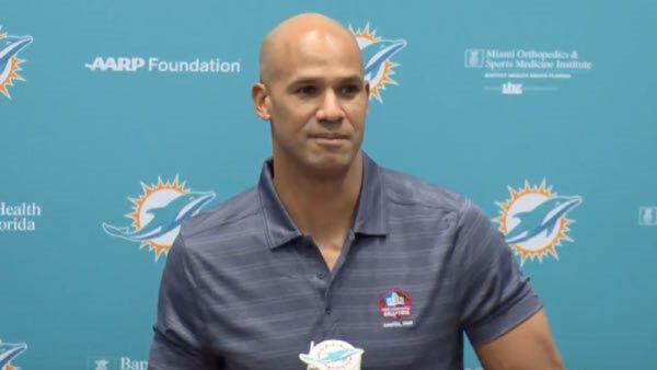 Jason Taylor at a press conference