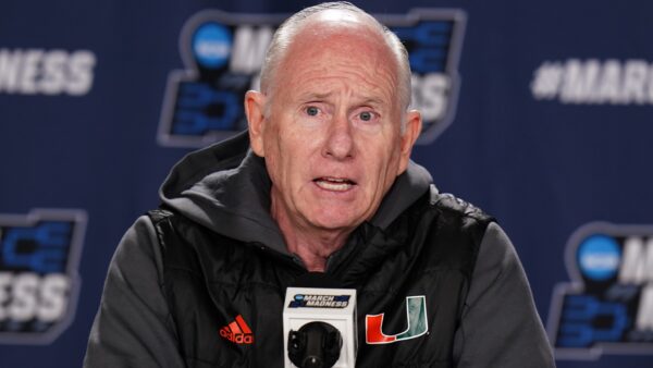 Jim Larranaga at the podium