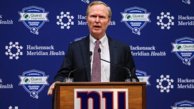 John Mara at the podium