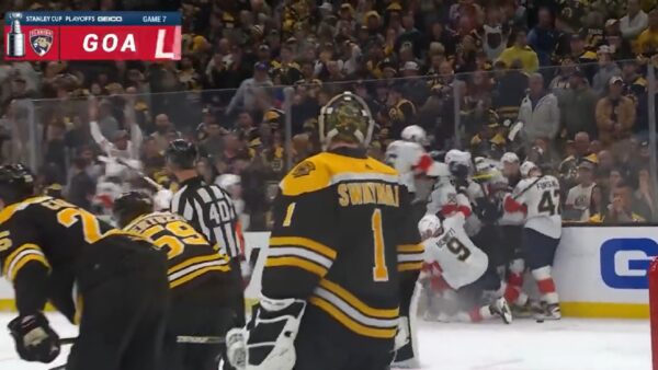 Bruins watch the Panthers celebrate