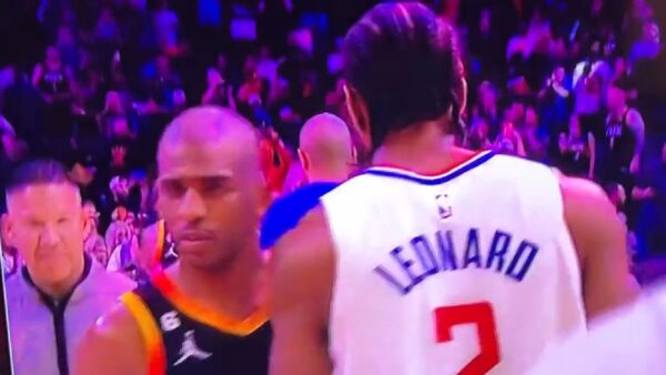 Chris Paul bumping Kawhi Leonard