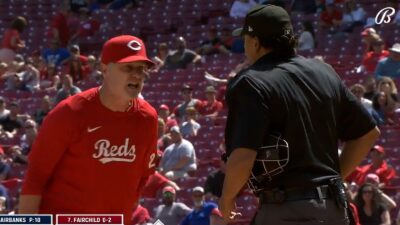 David Bell yells at the umpire