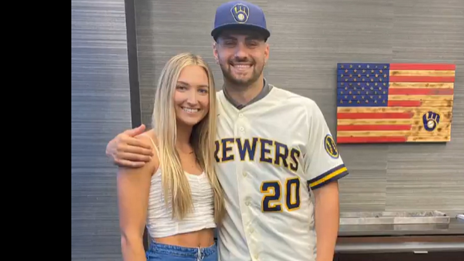 Brewers' Garrett Mitchell celebrates first homer with wife Haley Cruse