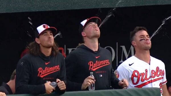 Orioles players spray out of their mouths