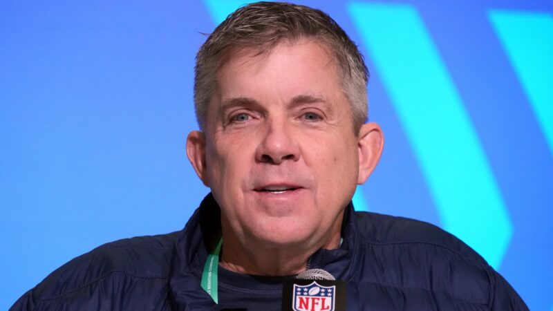 Sean Payton with the media