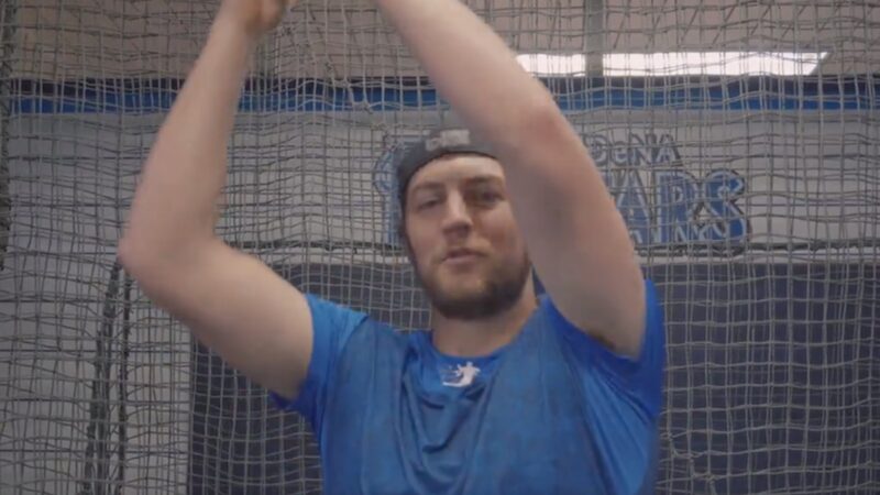 Trevor Bauer does his sword celebration