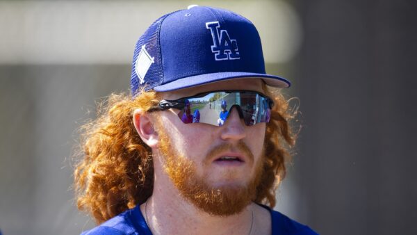 Dustin May in a Dodgers cap