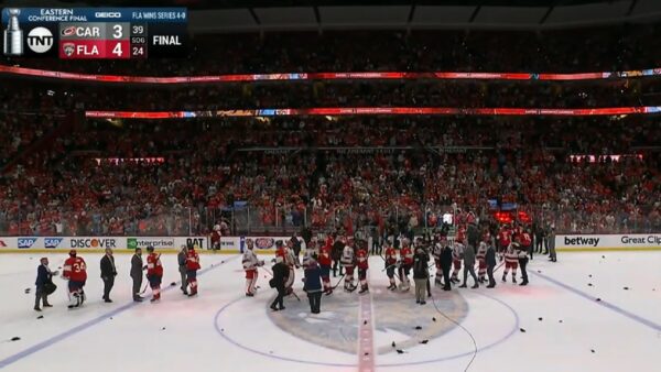 A handshake line between the Panthers and Hurricanes