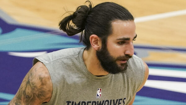 Ricky Rubio warms up before a game