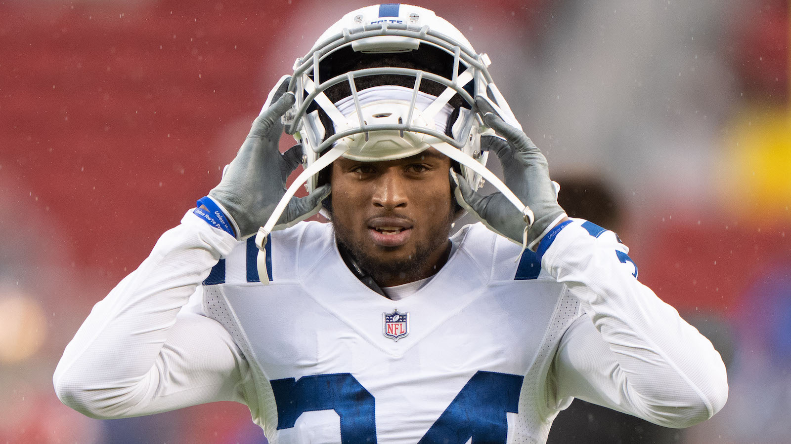 FILE - Indianapolis Colts cornerback Isaiah Rodgers (34) looks on during an NFL  football game, Sunday, Nov. 6, 2022, in Foxborough, Mass. The NFL suspended  three players indefinitely Thursday, June 29, 2023