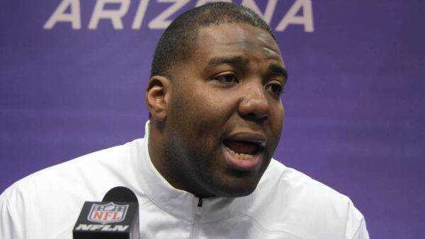 Russell Okung at a press conference
