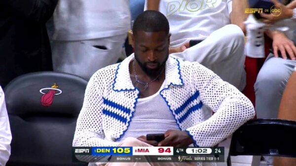 Dwyane Wade wearing a crochet shirt