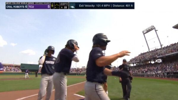 Oral Roberts players by home plate