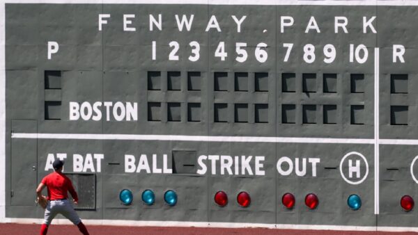 The scoreboard at Fenway Park