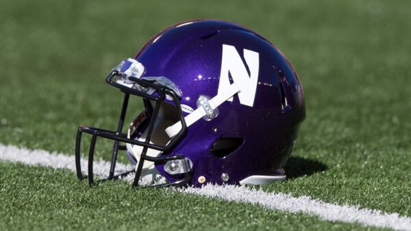 The Northwestern football helmet