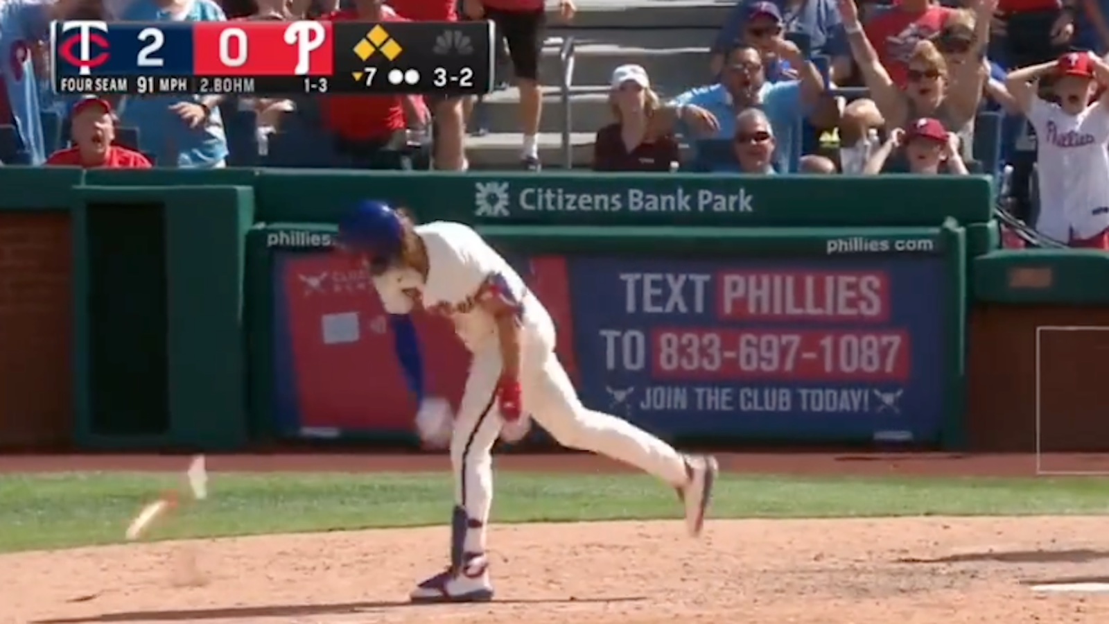 Alec Bohm of the Philadelphia Phillies runs off the field after