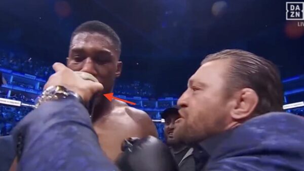 Conor McGregor forcing Anthony Joshua to drink his beer