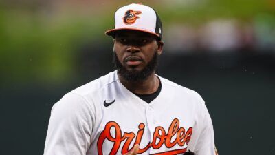 Felix Bautista in his Orioles uniform