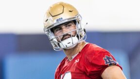 Sam Hartman practicing with Notre Dame
