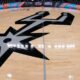 The Spurs logo at center court