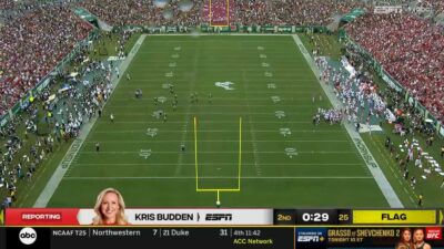 Alabama-South Florida broadcast showing an odd camera angle