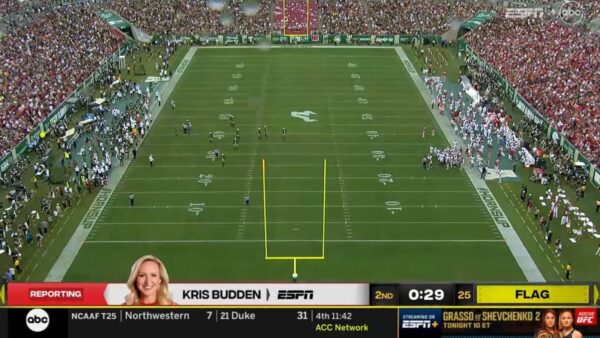 Alabama-South Florida broadcast showing an odd camera angle