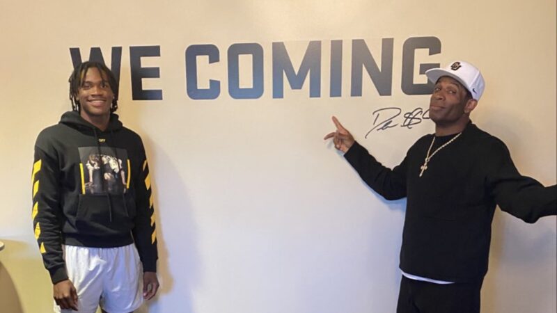 Bryce Underwood on a visit to Colorado with coach Deion Sanders