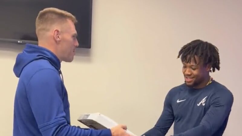 Freddie Freeman awards Braves star Ronald Acuna Jr. a commemorative base