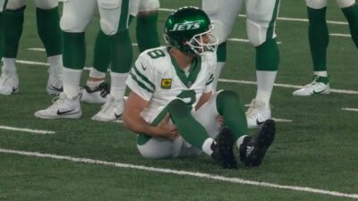 Aaron Rodgers on the ground