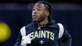 Alvin Kamara in a sweatshirt