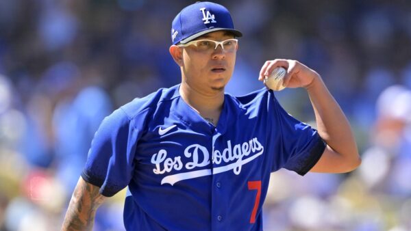 Julio Urias in Dodgers uniform