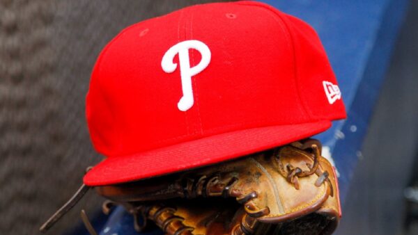 A Philadelphia Phillies hat in the dugout