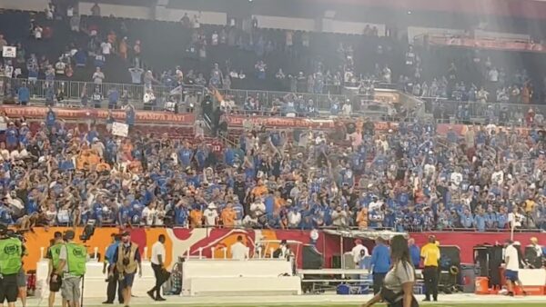 Lions fans making noise at Raymond James Stadium after Lions-Buccaneers