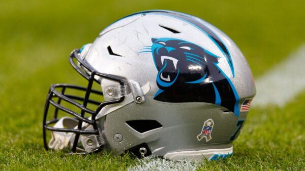 Panthers helmet on the field