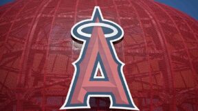 The Angels logo at Angel Stadium