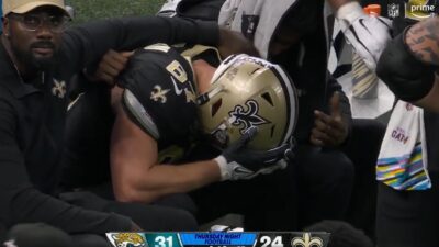 Foster Moreau has his head down