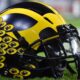 A Michigan Wolverines helmet