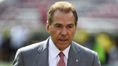 Nick Saban in a suit