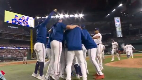 The Texas Rangers celebrating