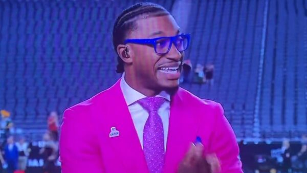 Robert Griffin III wearing a pink suit