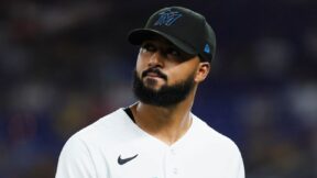 Sandy Alcantara in his Marlins uniform