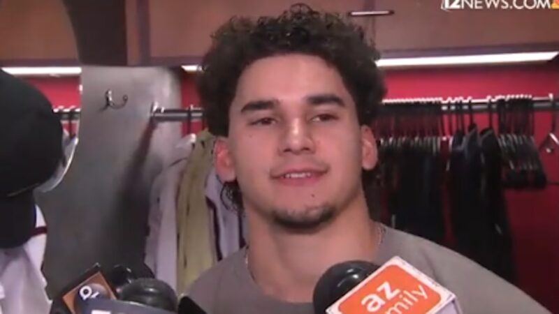 Alek Thomas during an interview