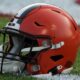 Browns helmet on the field