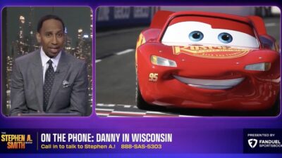 Stephen A. Smith debates with a fan about Lightning McQueen from movie "Cars"