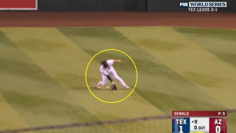 Alek Thomas misses a ball