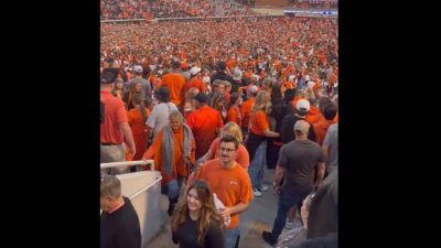 Oklahoma State fans file out